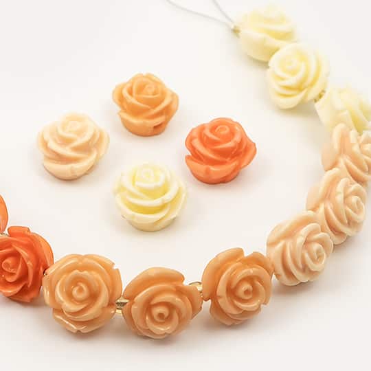 Jesse James Beads 16mm Orange & Cream Ombre Acrylic Rose Beads